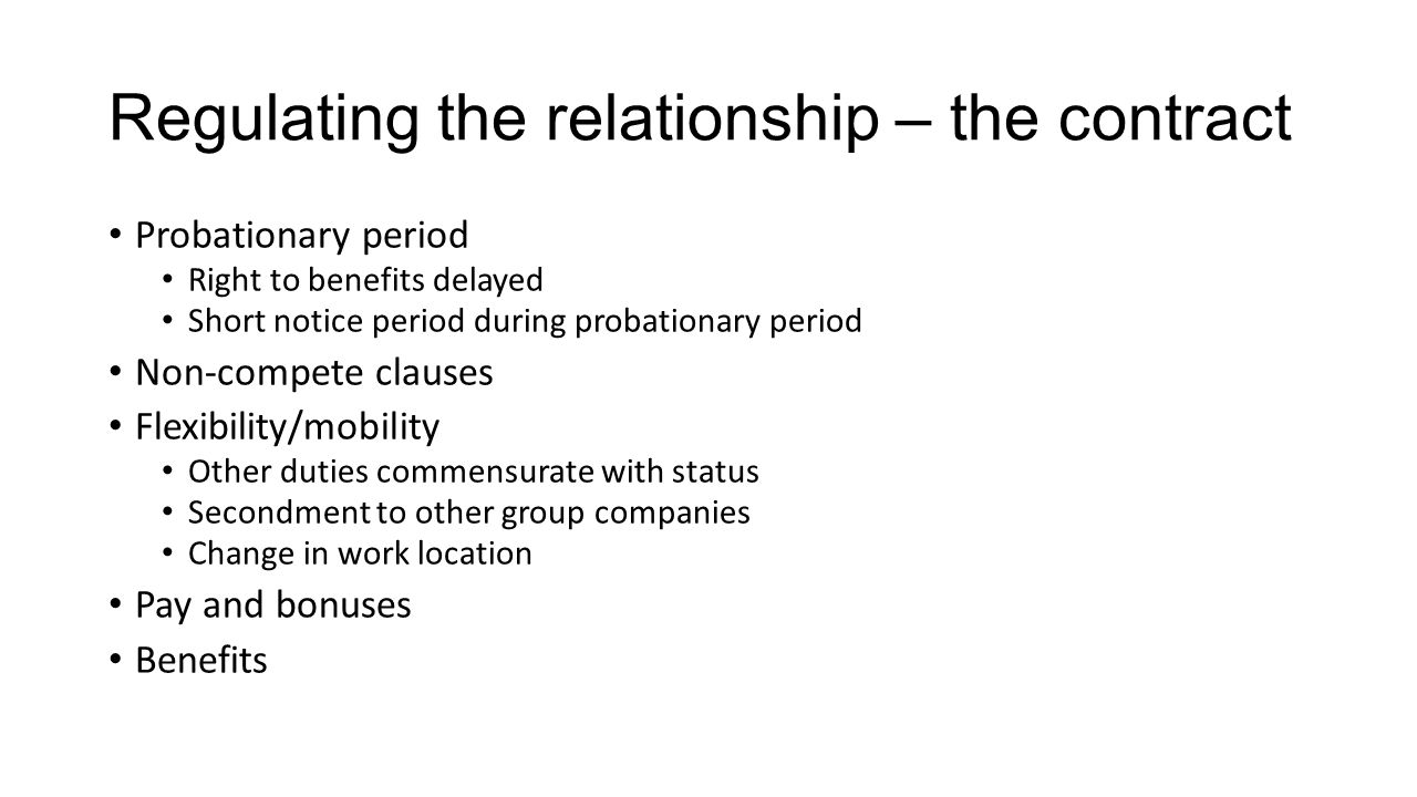 Employment relationship and contract